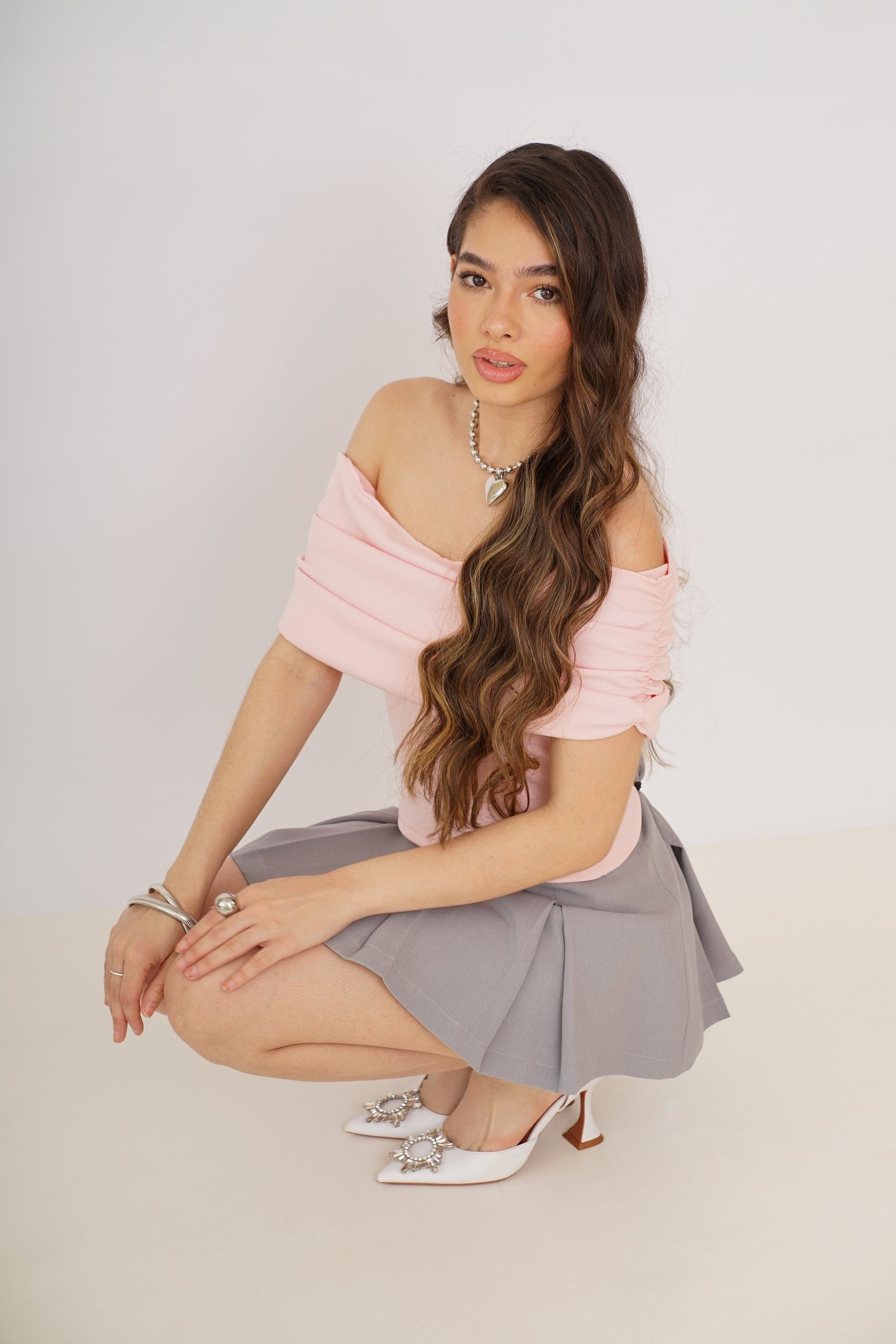 Top Coral Rosa Manga Corta