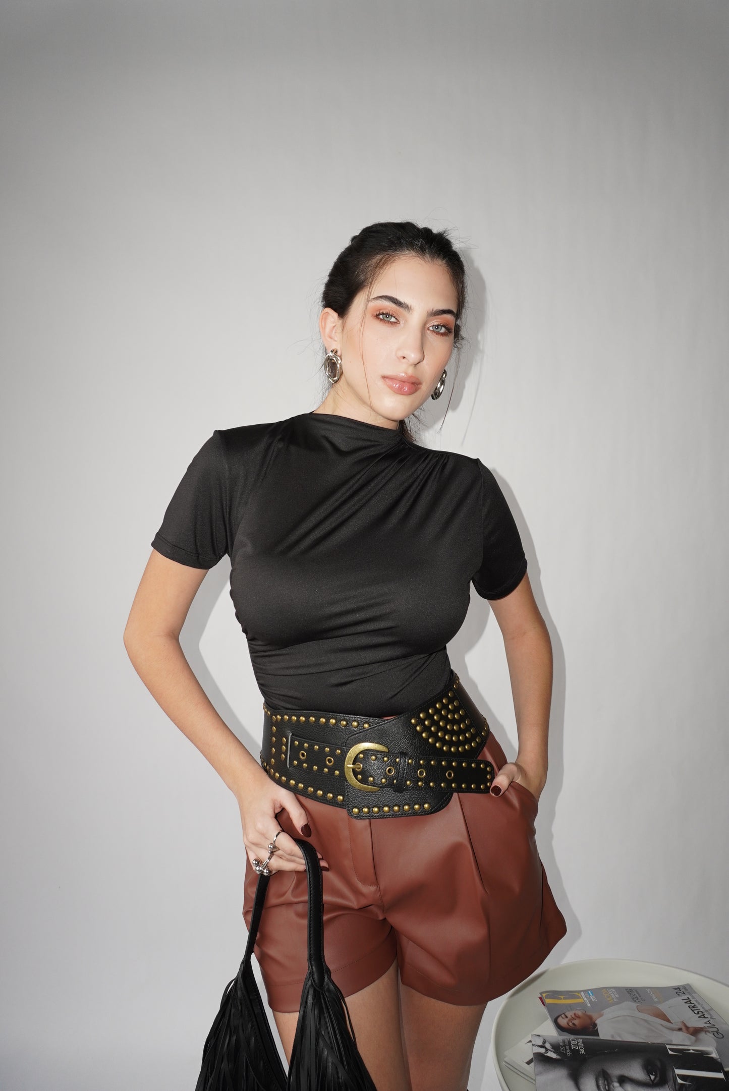 Short Edith Marron Eco Cuero