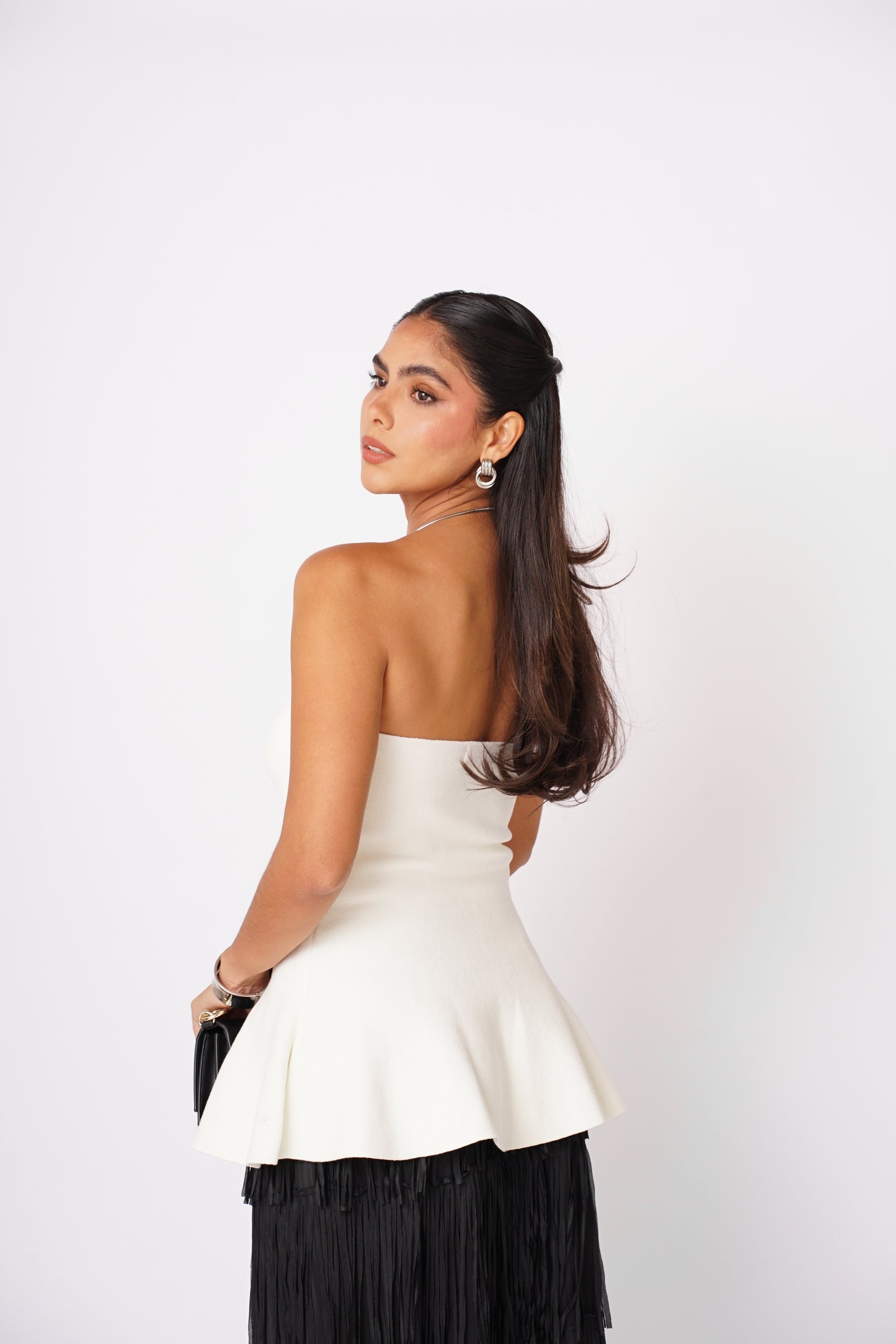 Top Strapless de Hilo Marfil