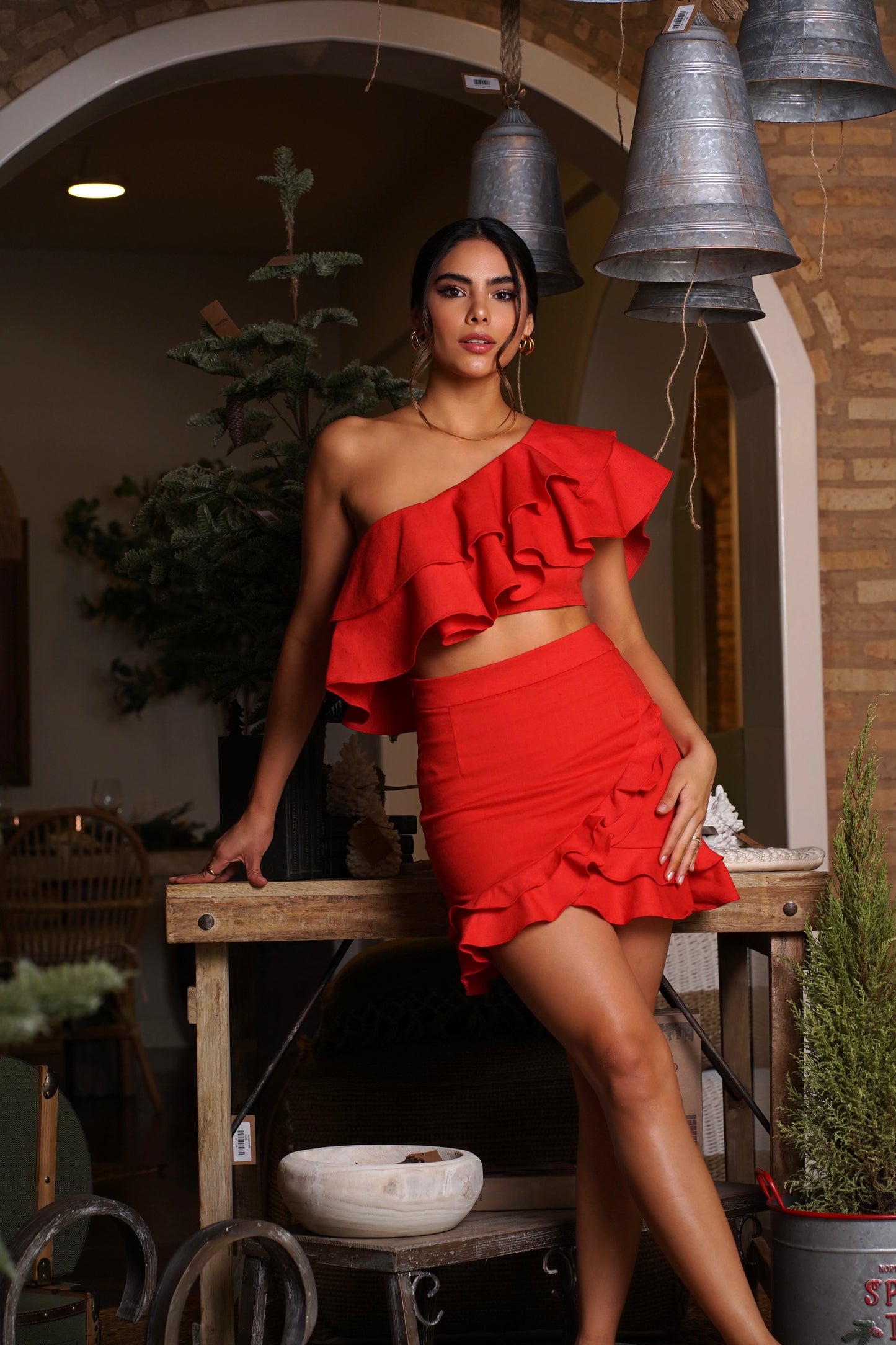 Top Guillermina Lino Rojo