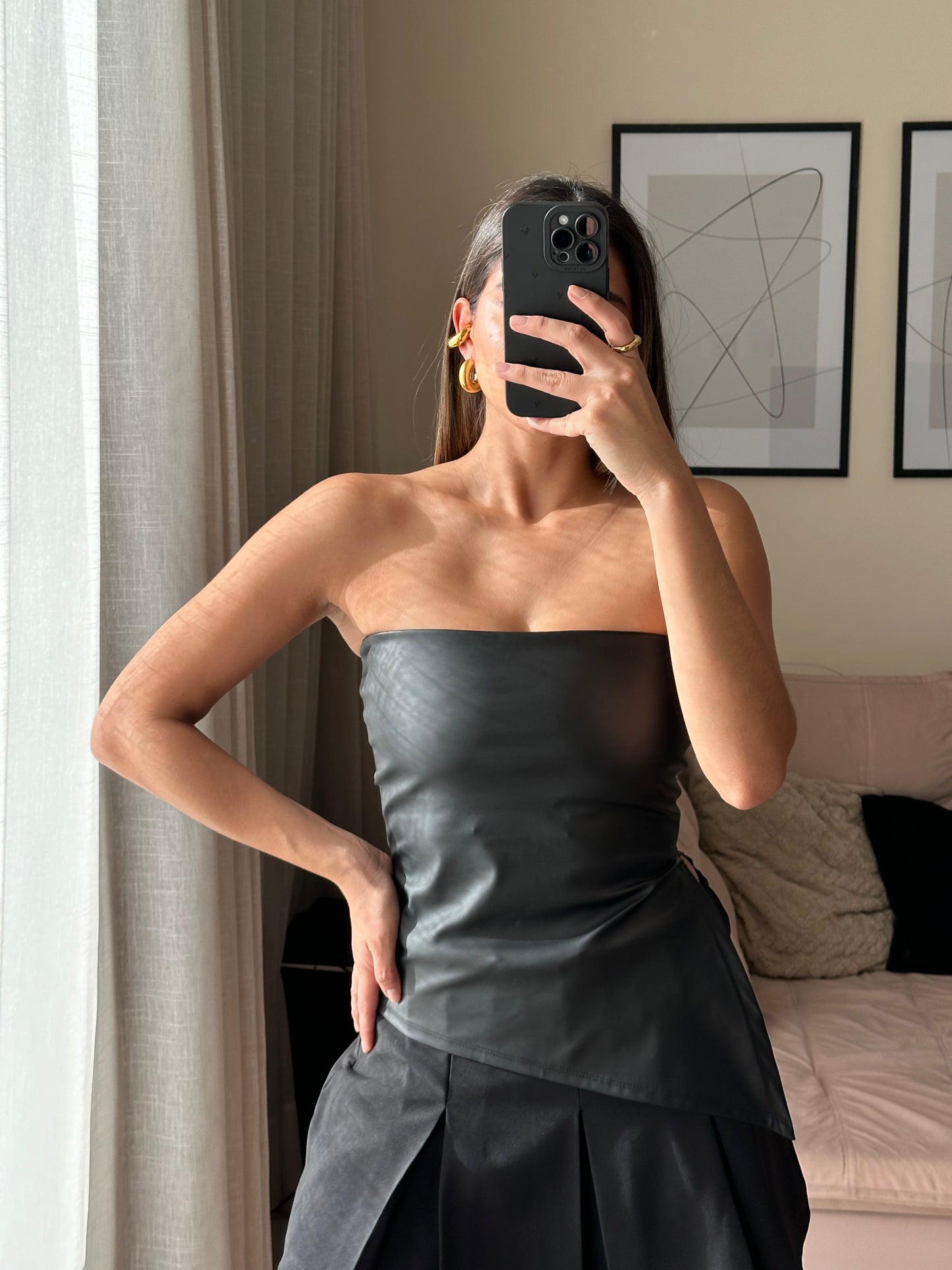 Top Mia Negro Eco Cuero