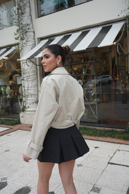 Trench Coat Corto Beige Claro