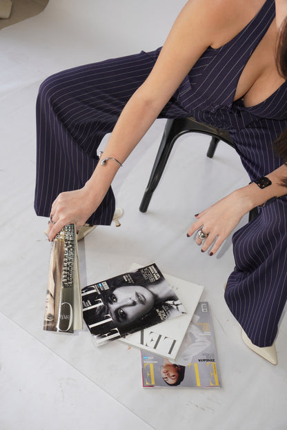 Pantalon Grace Azul Marino A Rayas