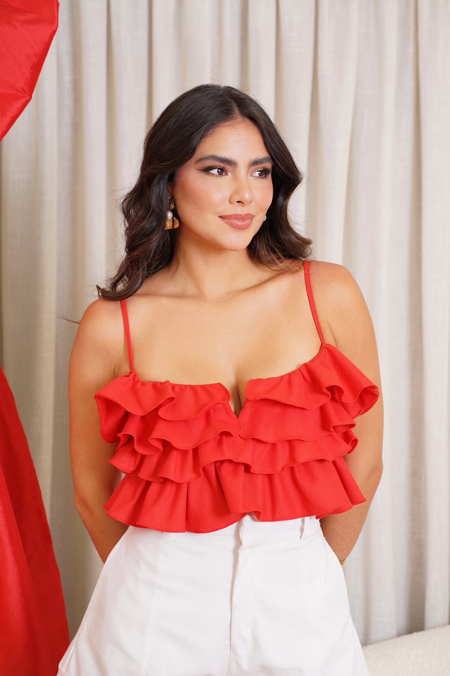 Top Marina Lino Rojo