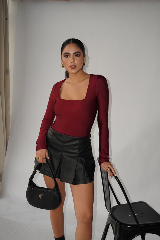 Falda Arianna Eco Cuero Negro