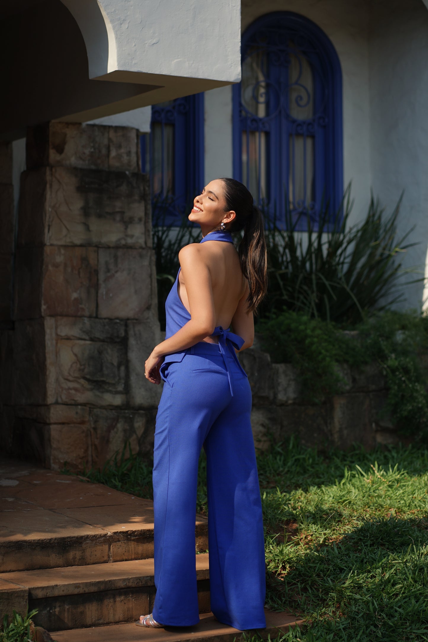 Pantalon Grace Lino Azul