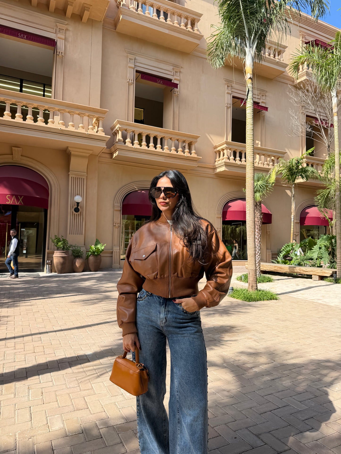 Campera Eco Cuero Tierra con Detalles