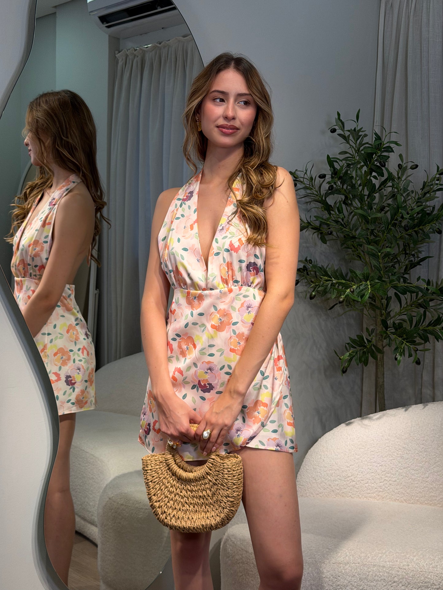 Vestido Alanna Flores Rosa